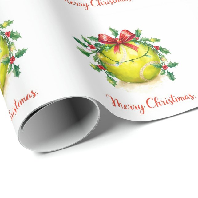 Papel De Presente Natal de Bola de Tênis  (Ponta do rolo)