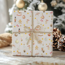 Papel De Presente Natal de Brinquedo e Enfeite Vintage