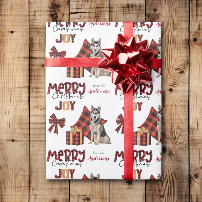 Papel De Presente Natal de Buffalo Xadrez Siberian Husky (Criador carregado)
