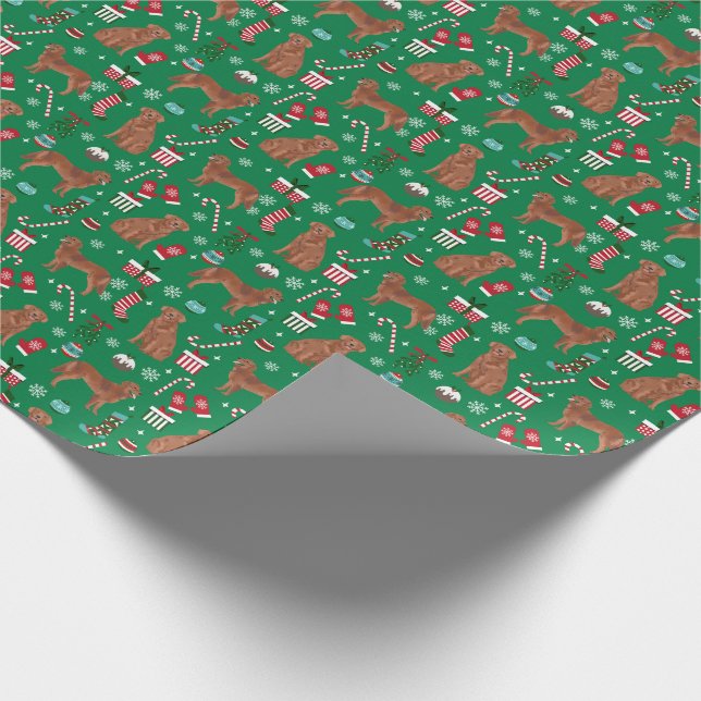 Papel De Presente Natal de cão de Ouro Vermelho (Ponta)