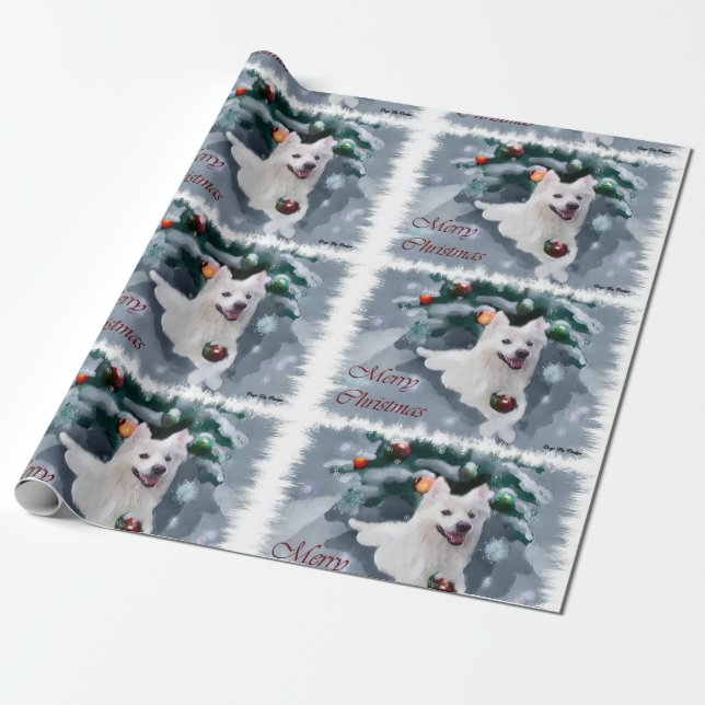 Papel De Presente Natal de Cão Eskimo Americano (Desenrolado)