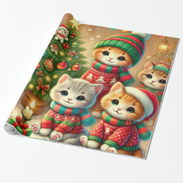 Papel De Presente Natal de Coleção de Gatinhos Bonitos
