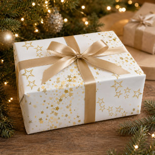 Papel De Presente Natal de Confeite Elegante Estrela Dourada