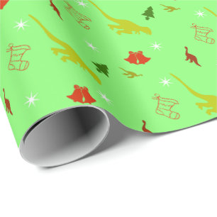 Papel De Presente Natal de Dinossauro Ferias