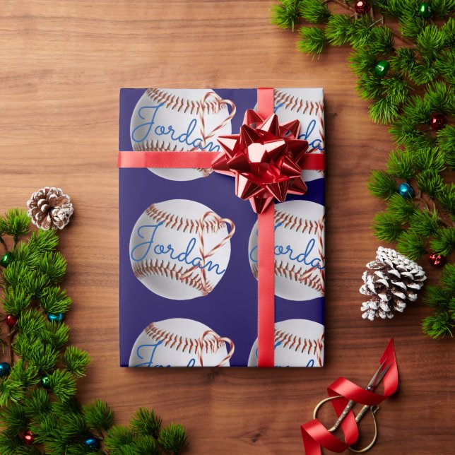 Papel De Presente Natal de esportes de beisebol personalizado  (Presente de Natal)