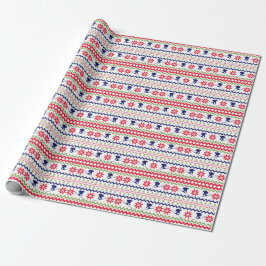 Papel De Presente Natal de Esqui de Montanha no Estilo Nórdico