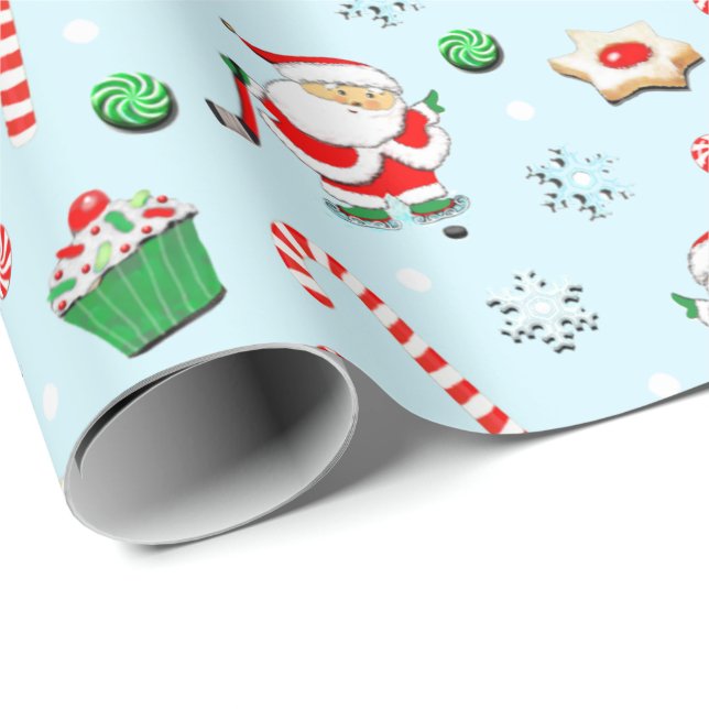 Papel De Presente Natal de Férias de Hóquei (Ponta do rolo)