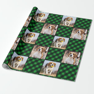 Papel De Presente Natal de Férias de Xadrez de Buffalo Verde Person
