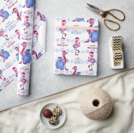 Papel De Presente Natal de Flamingo Tropical