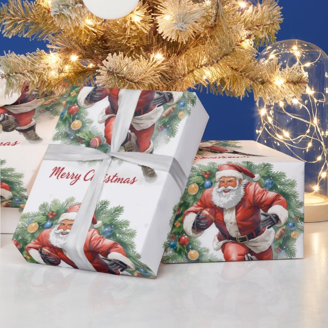 Papel De Presente Natal de futebol com Papai Noel (Feriados)