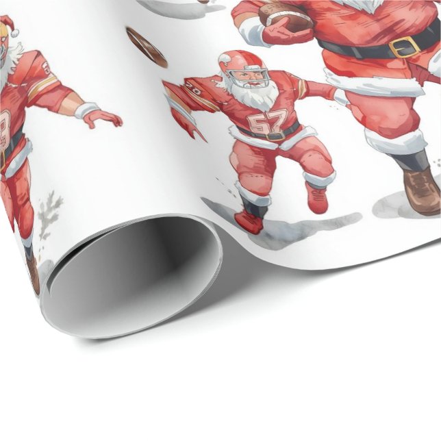 Papel De Presente Natal de Futebol com Papai Noel (Ponta do rolo)