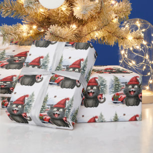 Papel De Presente Natal de Gato Negro para Amantes de Gato