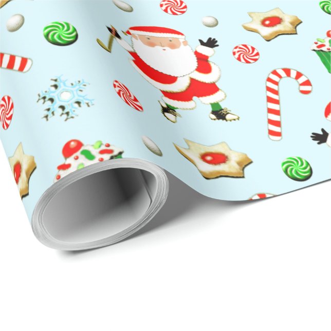 Papel De Presente Natal de Golfe Feriado (Ponta do rolo)