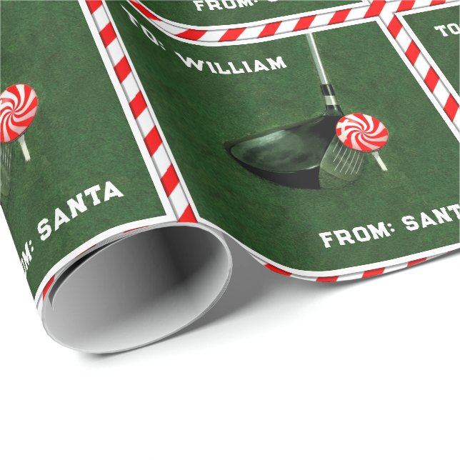 Papel De Presente Natal de Golfe Personalizado (Ponta do rolo)