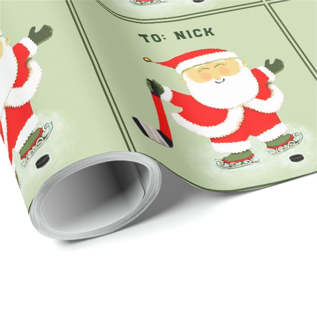 Papel De Presente Natal de Hockey Personalizado (Ponta do rolo)