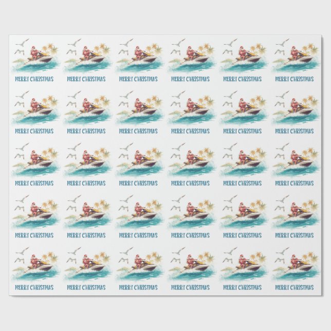 Papel De Presente Natal de Jet Ski com Papai Noel (Aberto)