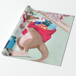 Papel De Presente Natal de Kangaroo - Arte de Natal Australiana