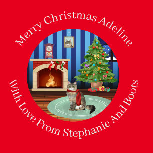 Papel De Presente Natal de Kitty Siberiano Personalizado