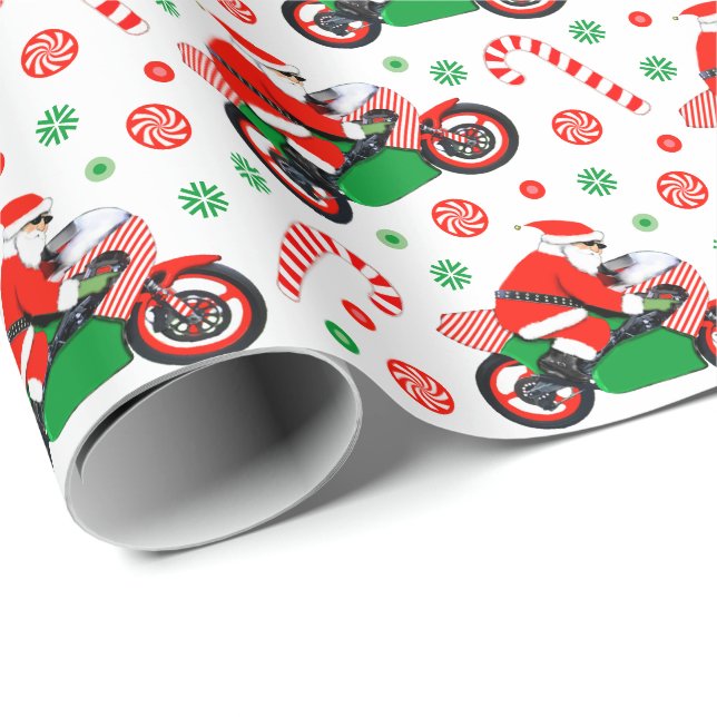 Papel De Presente Natal de motocicleta (Ponta do rolo)