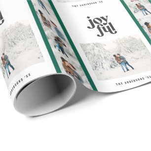 Papel De Presente Natal de multifoto verde e verde moderno