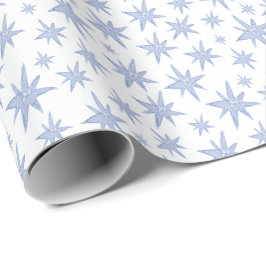 Papel De Presente Natal de Natividade em Aquarela Azul