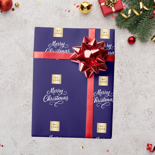 Papel De Presente Natal de negócios de script branco azul