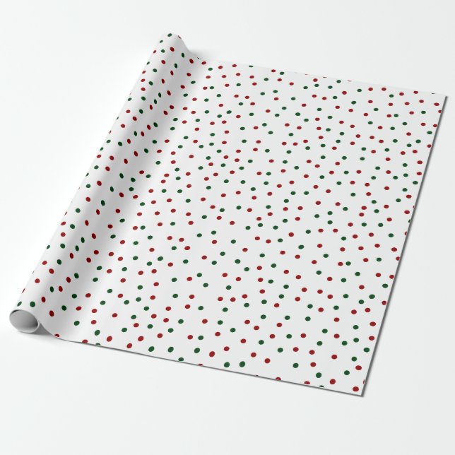 Papel De Presente Natal de padrão de Bolinhas Verde Vermelho (Desenrolado)