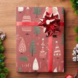 Papel De Presente Natal de Papai Noel e Pinheiro