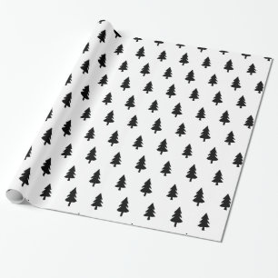 Papel De Presente NATAL DE PINÁTICA MÍNIMA branco preto