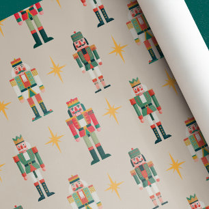 Papel De Presente Natal de quebra-nozes retrô bege de meados do sécu