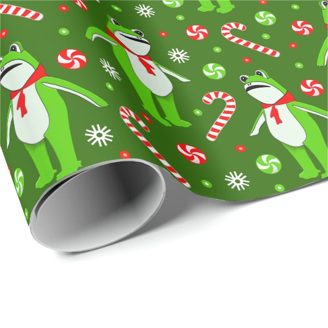 Papel De Presente Natal de Sapo Feriado (Ponta do rolo)