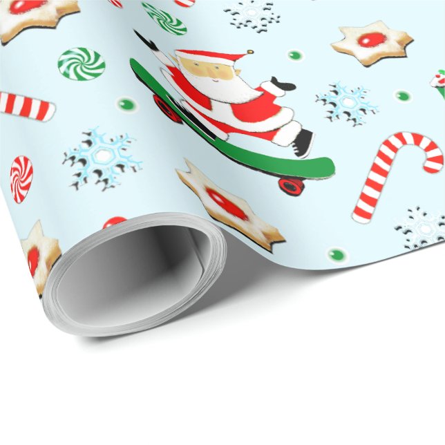 Papel De Presente Natal de Skate Criativo (Ponta do rolo)