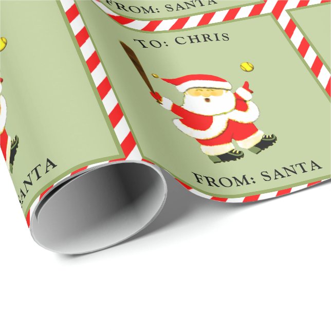 Papel De Presente Natal de Softbol Personalizado (Ponta do rolo)