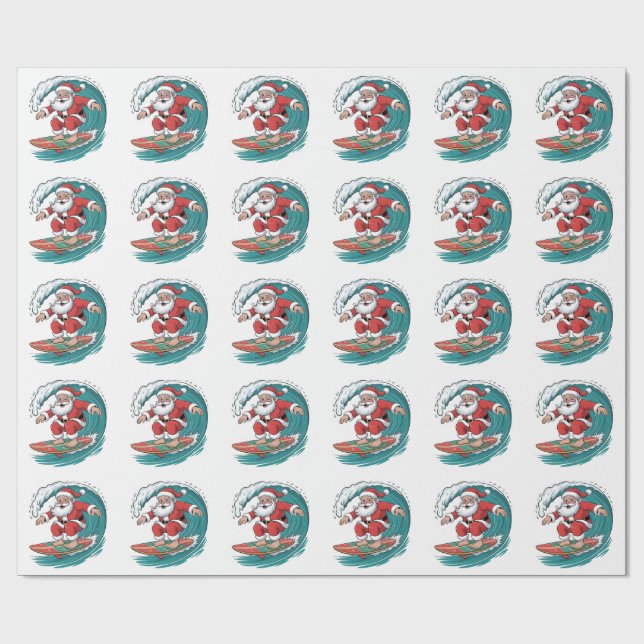 Papel De Presente Natal de Surfe Santa Festividade de Natal Férias (Aberto)