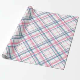 Papel De Presente Natal De Tartan Rosa E Azul
