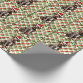 Papel De Presente Natal de Xadrez de Feriado de Cachorro com Ponteir