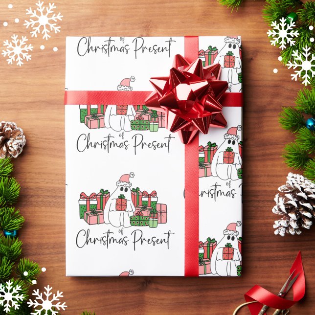 Papel De Presente Natal Divertido Fofo Colorido (Simple Cute Funny Humor Ghost Christmas Wrapping Paper)