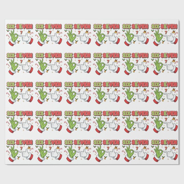 Papel De Presente Natal Divertido Seis Sete Monstro Verde Feriado (Aberto)