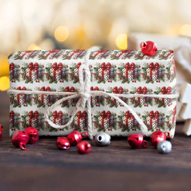 Papel De Presente Natal do Arco de Bolinhas bonito (Criador carregado)