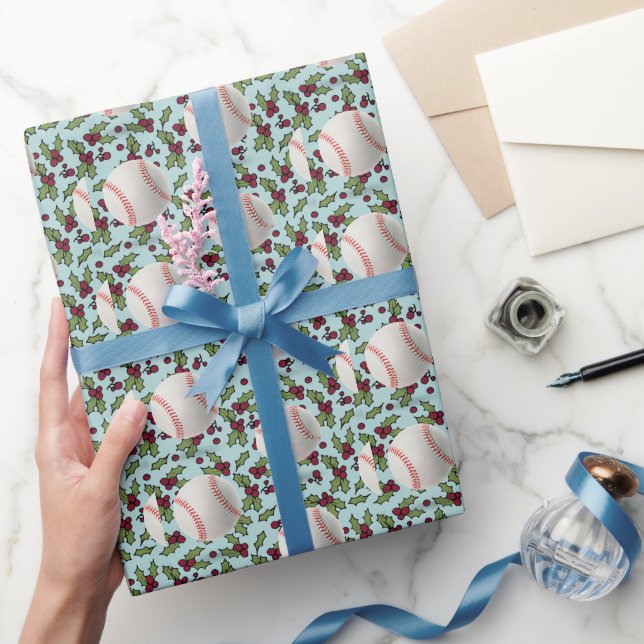 Papel De Presente Natal do Baseball (Presentear)