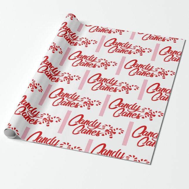 Papel De Presente Natal do bastão de doces (Desenrolado)