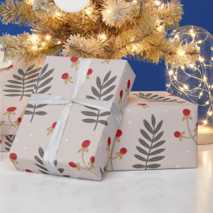 Papel De Presente Natal do Berry Botânico de inverno