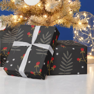 Papel De Presente Natal do Berry Botânico de inverno