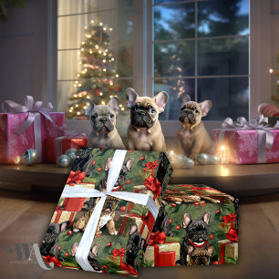 Papel De Presente Natal do Bulldog Winter Woof-tales francês