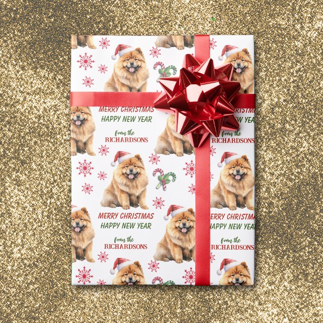 Papel De Presente Natal do Cachorro de Chow do Santa Hat (Criador carregado)