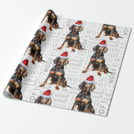 Papel De Presente Natal do Cachorro Negro Lover Tan Coonhound