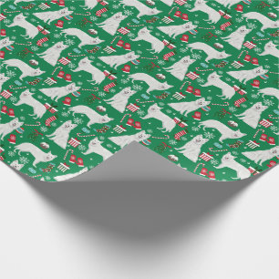 Papel De Presente Natal do Cão Branco