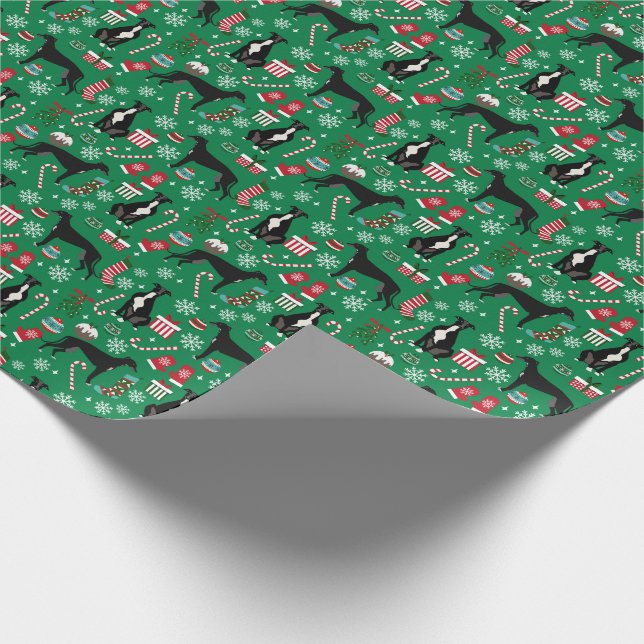 Papel De Presente Natal do Cão Negro e Branco (Ponta)