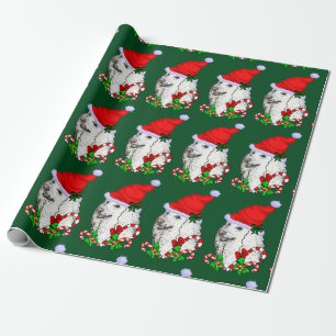 Papel De Presente Natal do chapéu do papai noel da caniche