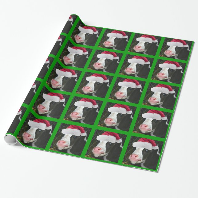 Papel De Presente Natal do chapéu do papai noel da vaca de Mooey (Desenrolado)